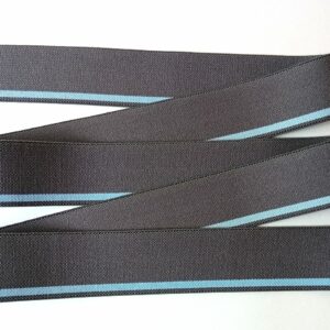 Grey elastic ribbon with blue border - REM 2563